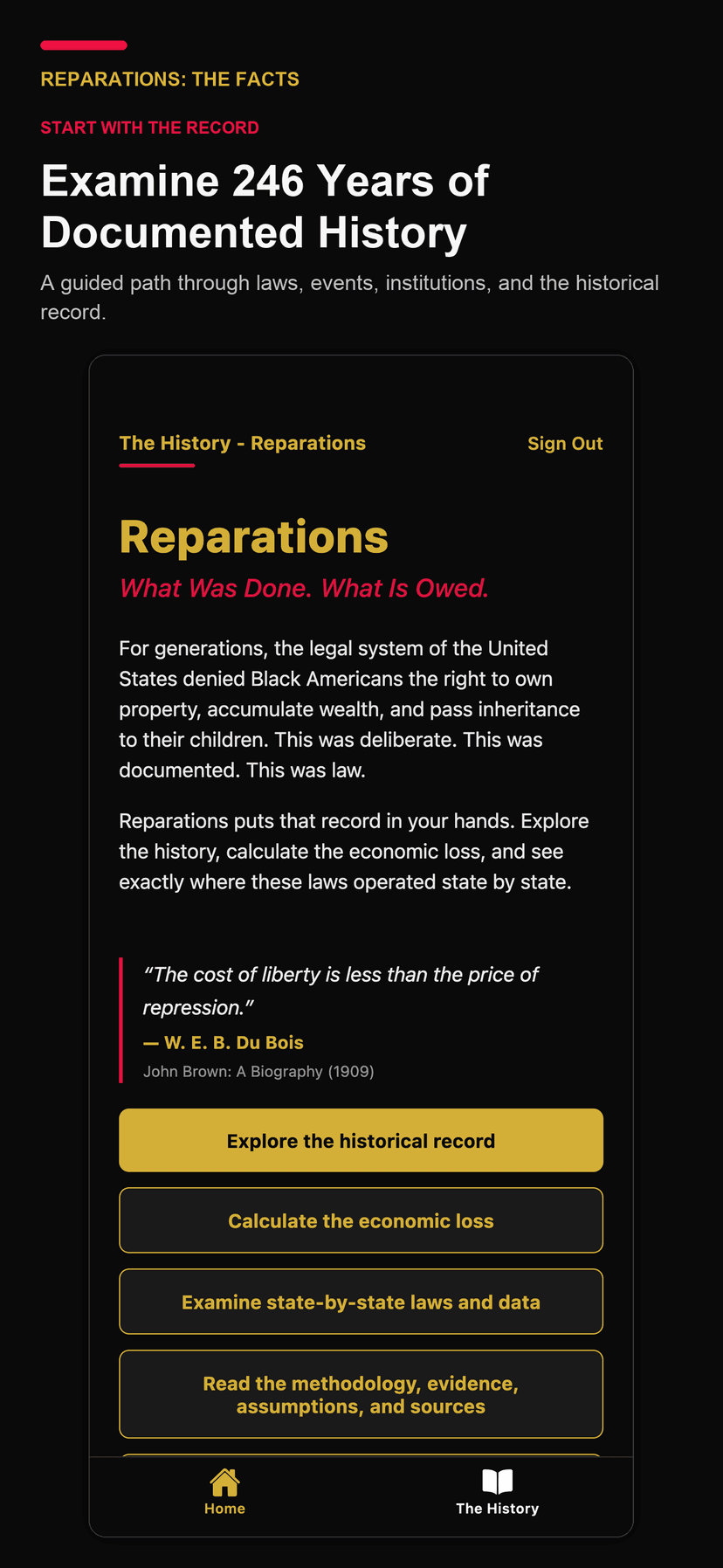 Reparations: The Facts — examine 246 years of documented history